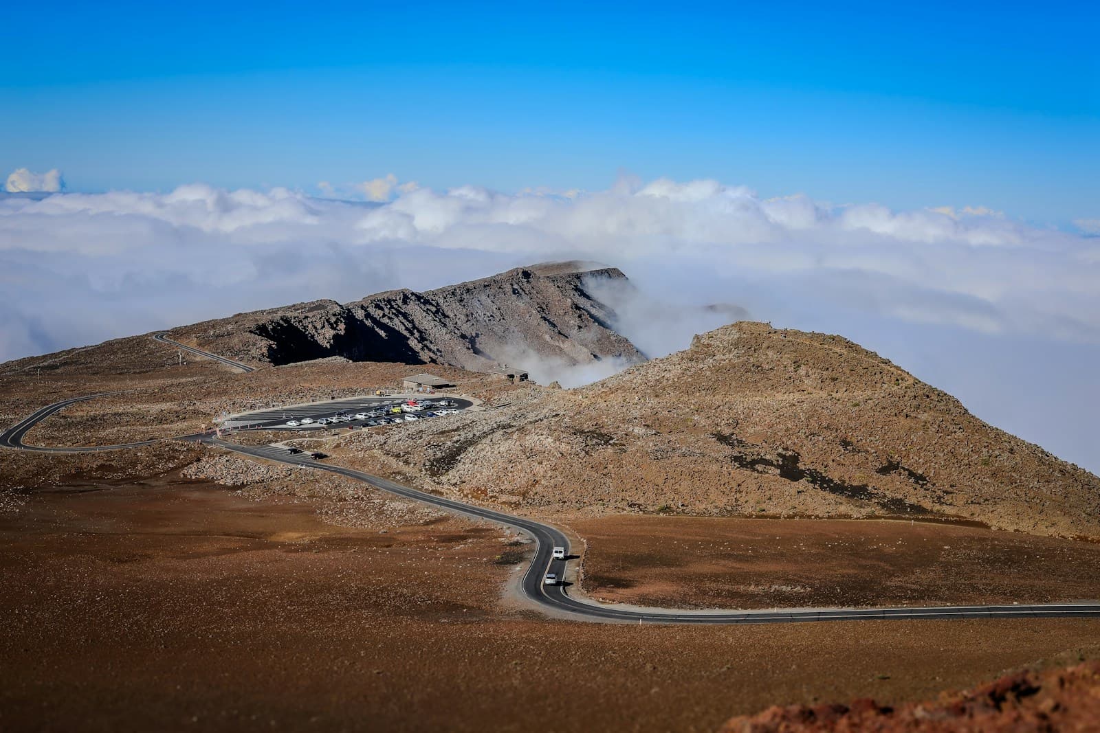 Winding road near the Haleakala summit in Maui