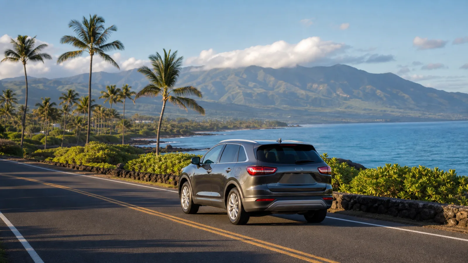 Rental SUV on a West Maui coastal road